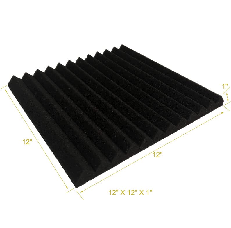 HPKL9999 52 عبوة من ألواح الصوتيات 12 "X 12 "X1" عازلة للصوت من رغوة الاستوديو، (52BLACK) - Image 5
